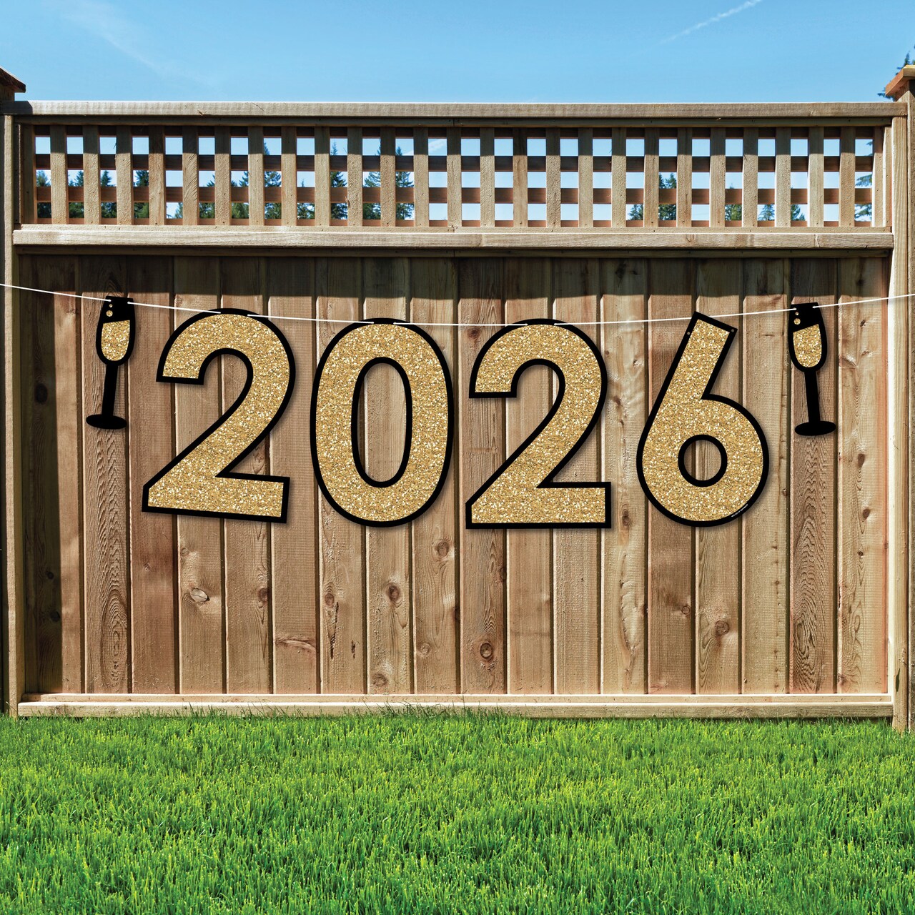 Big Dot of Happiness New Year's Eve - Gold - 2026 New Years Eve Party Decorations - 2026 - Outdoor Letter Banner